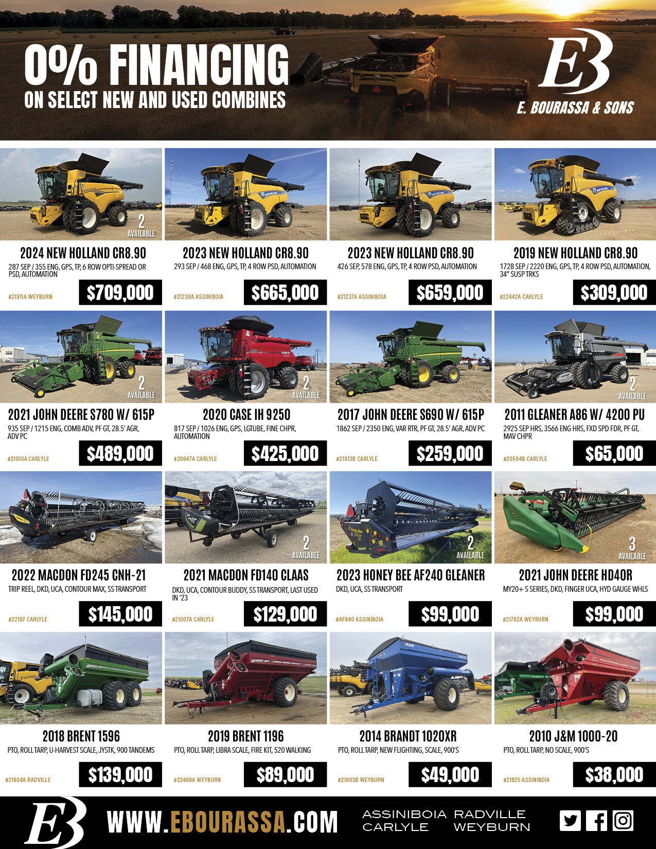 Harvest equipment for sale in Saskatchewan